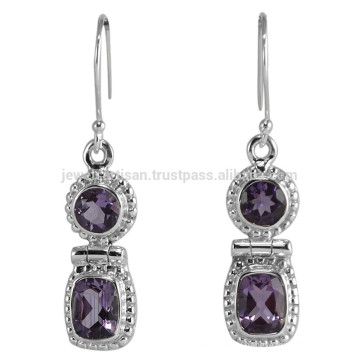 Antique Design 925 Sterling Silver & Amethyst Hoop Earring for All Occasion